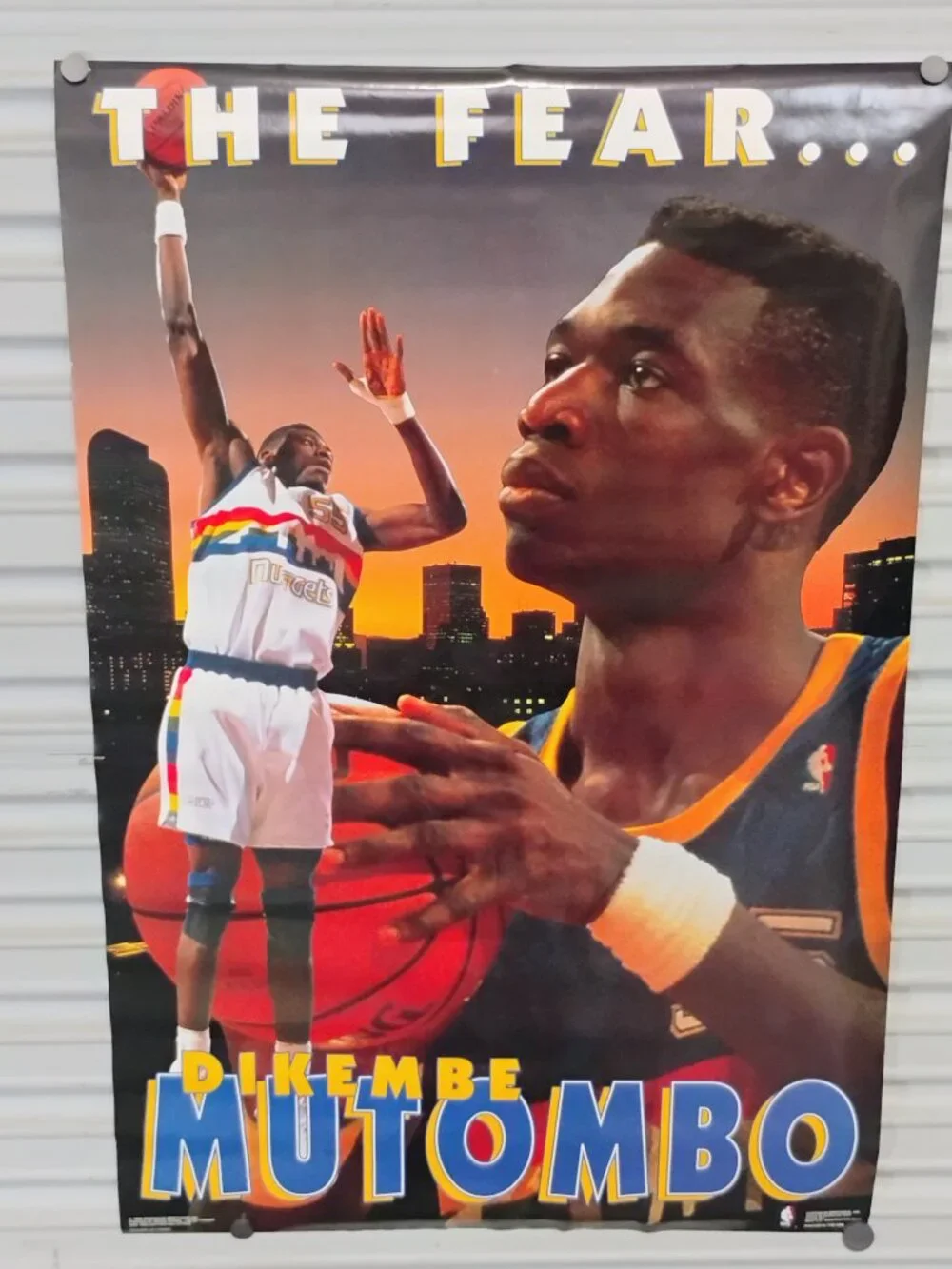 Dikembe Mutombo THE FEAR Denver Nuggets NBA Rare VTG 92 Costacos Poster 23x35